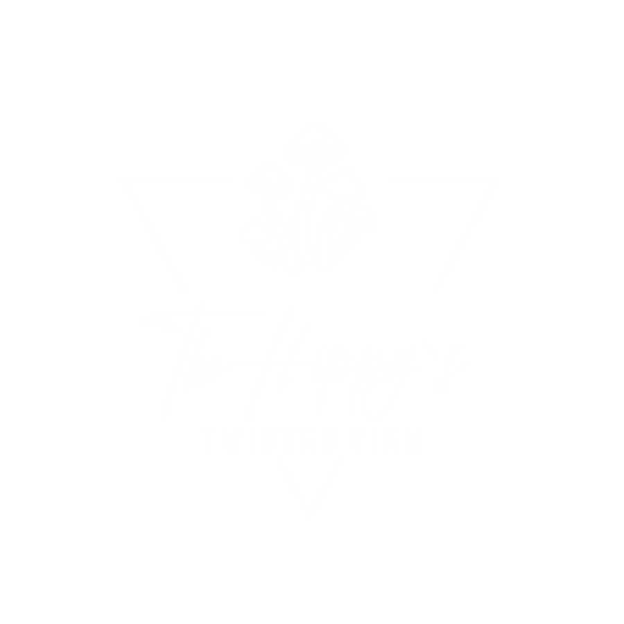 The Hippy's Twisted View logo: five line-art mushrooms inside a triangle